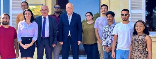 Ascencia Malta staff and students group photo with Maria Cachia, MBA lecturer in ESG and Change Management, showcasing international academic community and business education environment in Malta
